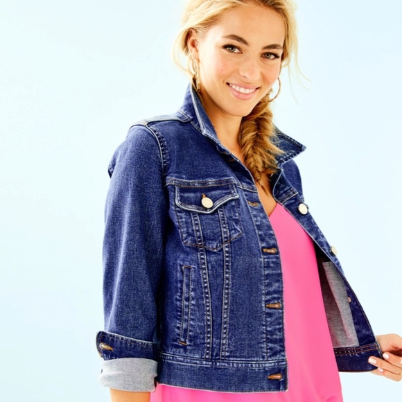 NWT Lilly Pulitzer Seaspray Denim Jacket Via Marila Wash XLRare Color